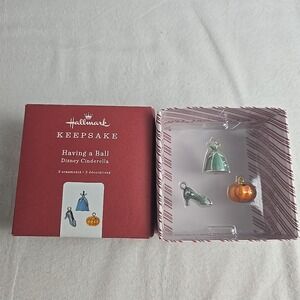 Hallmark Keepsake Disney Cinderella‎ Having A Ball 3 Mini Metal XMas Ornaments